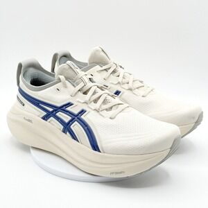 Asics Gel Nimbus 27 ATC Running Shoes Size 10 Mens White Birch Indigo Blue